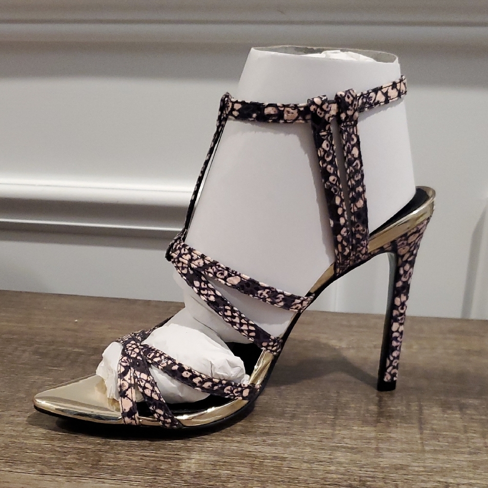 NIB! Pink Snakeskin Strappy Heels